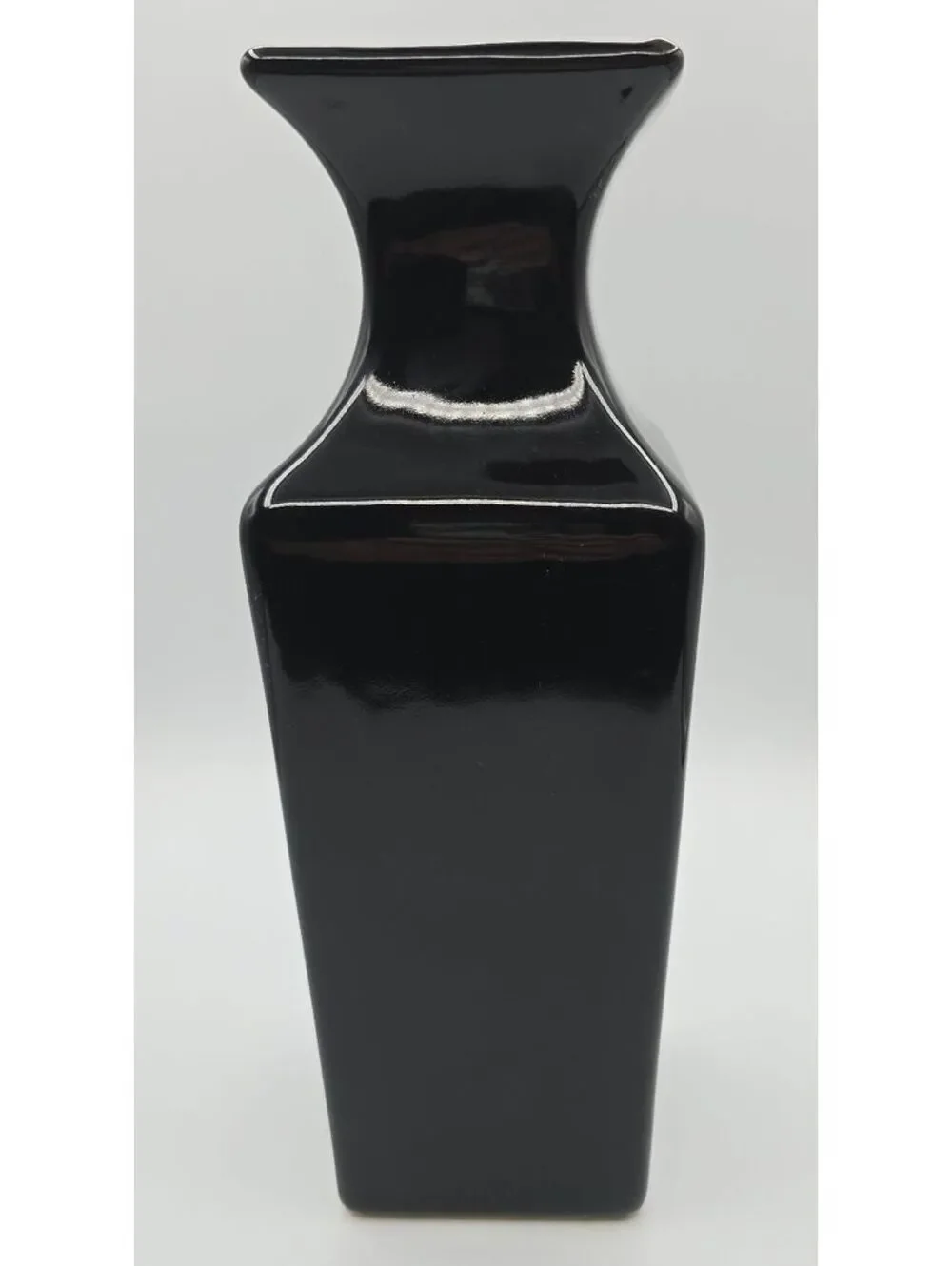 Haeger Floral Black Ceramic Modern Vase 616-05 USA 2004 12